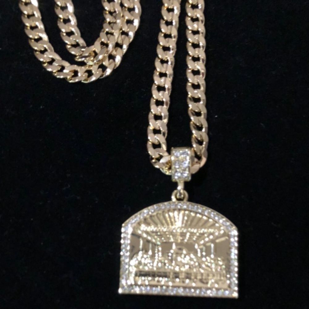 14k gold filled with silver Cuban chain & charm